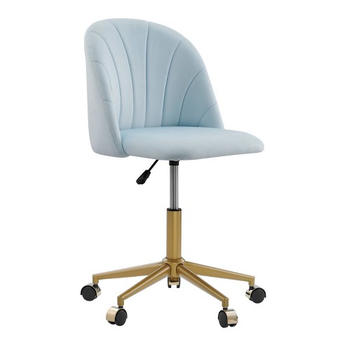 Lashaon Adjustable Height Desk Chair and Ottoman Inbox Zero Upholstery Color: Light Blue