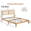 Full Size Rattan Bed Frame with Rattan Headboard, Bed Frame with LED Lights,Solid Wood Foundation with Silent Slats - 2 of 4