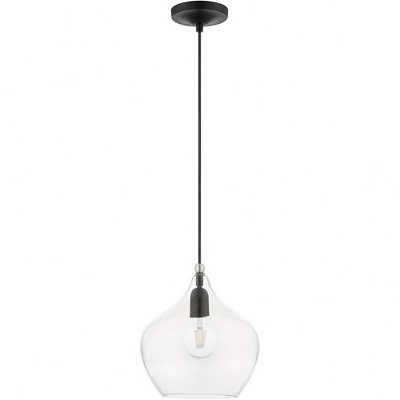 Aldrich Black and Brushed Nickel Glass Pendant Light