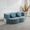 78.7" Modern Convertible Floor Sofa Bed with Round Pillows, Plush Corduroy Sleeper for Small Spaces and Guest Rooms -3irtyhousy - 2 of 4