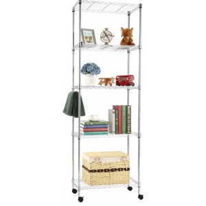HOMDOX 5-Tier Wire Shelving 13.78"D x 23.23"W x 72.05"H Adjustable Metal Storage with Wheels & Hooks for Kitchen Bathroom Laundry,Silver - 1 of 4