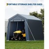 Heavy Duty Storage Shed, Waterproof Tarp with Ventilated Zipper Door for Motorcycle, Bike, Garden Tools - 2 of 4