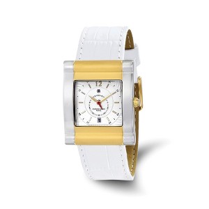 Black Bow Jewelry Charles Hubert Ladies IP 2-Tone Stnlss Leather Band 29x35mm Watch - 1 of 3