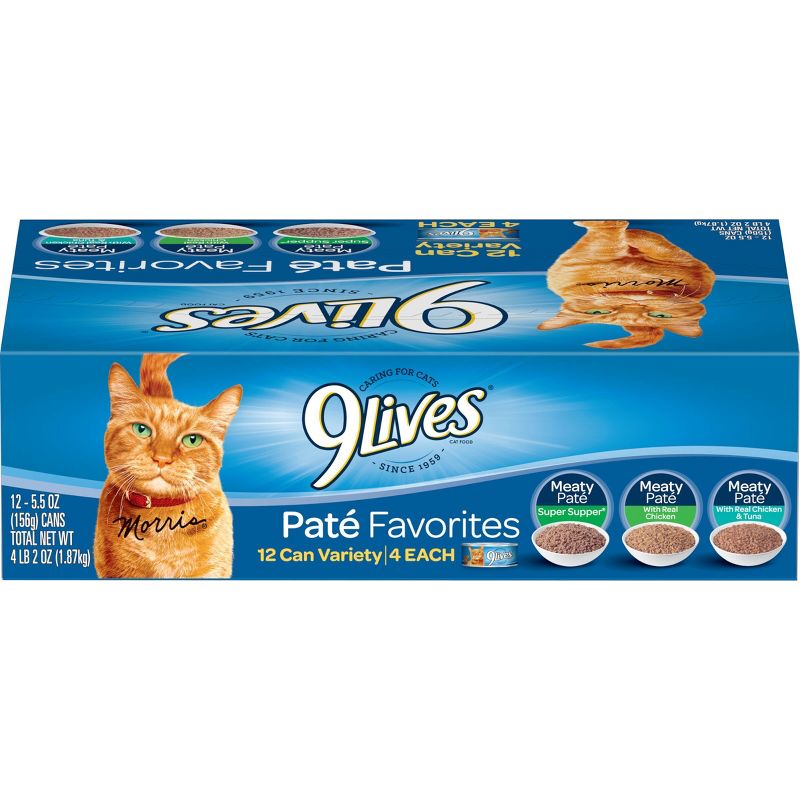 9Lives Pat&#233; Favorites Chicken &#38; Tuna Wet Cat Food - 5.5oz/12ct Variety Pack, 3 of 9