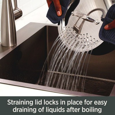 All-Clad 6-Quart Black Nonstick Stockpot with Straining Lid