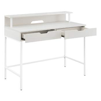 40" Contempo Desk with 2 Drawers and Shelf Hutch White Oak - OSP Home Furnishings