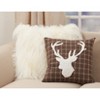 Saro Lifestyle Plaid Reindeer Poly-Filled Throw Pillow, 18", Brown - 3 of 3
