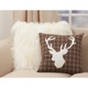 Saro Lifestyle Plaid Reindeer Poly-Filled Throw Pillow, 18", Brown - image 3 of 3