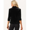 INSPIRE CHIC Women's Velvet Lapel Collar Open Front Cardigan - 3 of 4