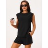 Seta T Women's Two Piece Knit Stretchy Ribbed Sleeveless Tank Top and Shorts Tracksuit Lounge Sets - 3 of 4