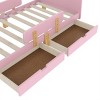 TopComfy Beds Full Size Platform Bed with Storage Drawers Solid Wood Beds Frame with Bed Guardrail for Bedroom, Pink, 78.74"*42.52"*23.23" - 4 of 4