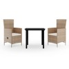 vidaXL 3 Piece Patio Dining Set with Cushions Beige - 2 of 4