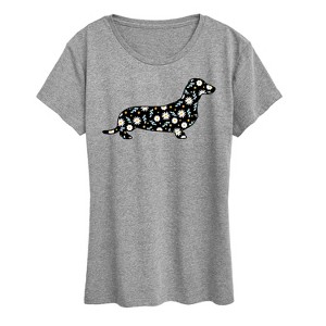 Women's - Instant Message - Daisy Fill Dachshund Short Sleeve Graphic T-Shirt - 1 of 4