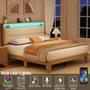 Bed Frame with RGB LED Light & Charging Station, 2-Tier Storage Headboard and Sturdy Wooden Slats Support - 3 of 4