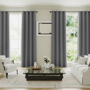 Blackout Curtains Thermal Insulated Heat and Full Light Blocking Curtains for Living Room with Black Liner 2 Panels Set - 1 of 4