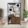 Cat Litter Box Enclosure Furniture with Barn Door & Metal Frame, Hidden Litter Box Furniture with Condo Hammock Scratching Mat, Brown - 3 of 4