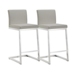 Parma Performance Vegan Leather Counter Stool - Set of 2 Light Grey  15.75"W x 20"D x 36.2"H - 1 of 4