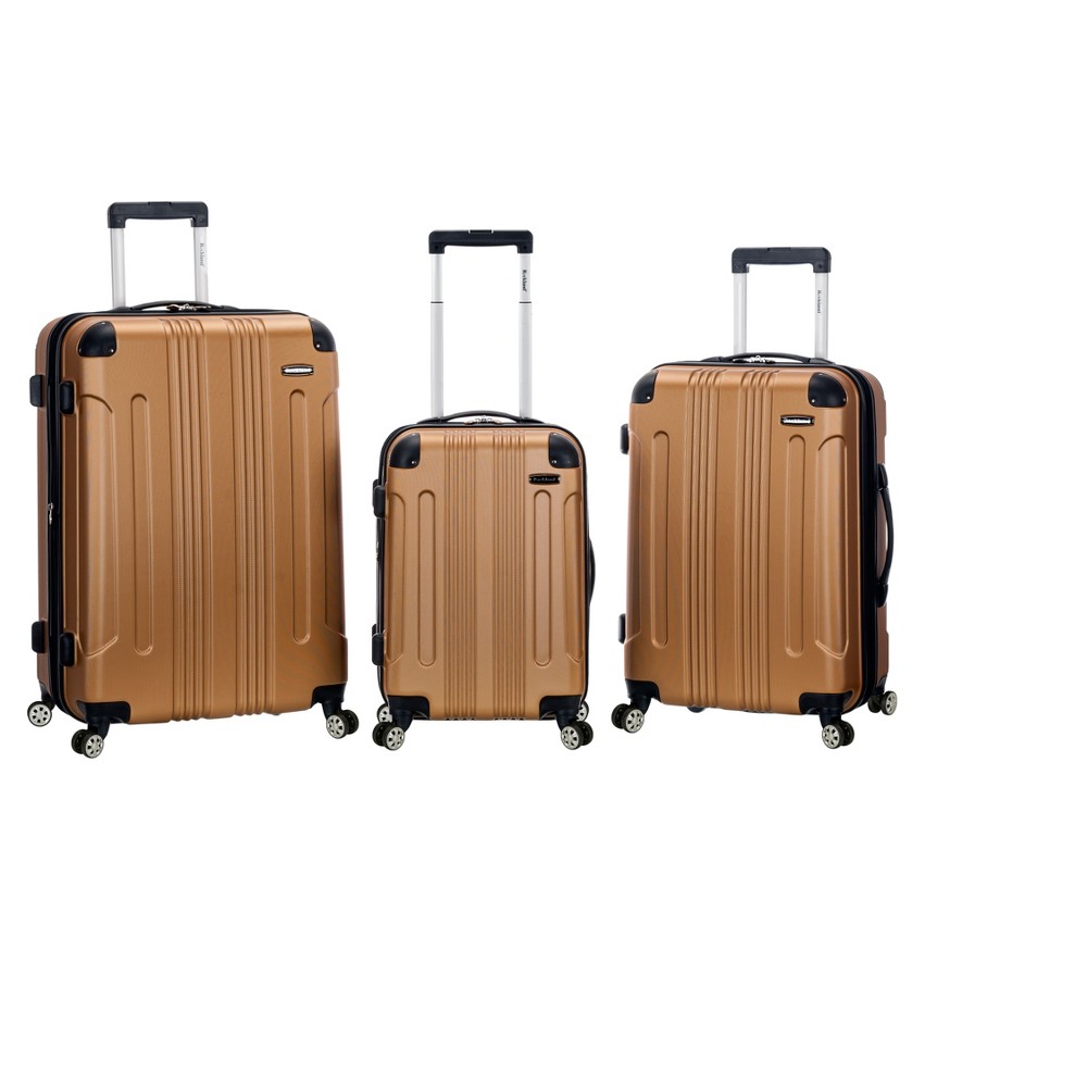 Rockland Sonic 3pc ABS Upright Hardside Carry On Luggage Set - Gold