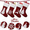 4 Pack Large Stockings 18 Inch Red Black Buffalo Plaid with Plush Faux Cuff Fireplace Holiday Decor Xmas Party Stockings - 3 of 4