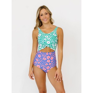 Scattered Floral Knotted One-Piece - 1 of 4