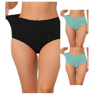 Allegra K Women's High Waist Available in Plus Size Tummy Control Briefs Multicolored 3 Pcs - 1 of 4