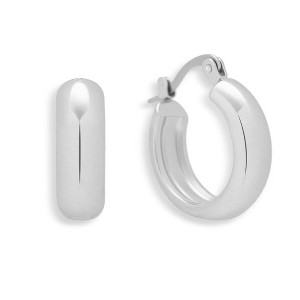 EVRY JEWELS WATERPROOF Gold or Silver Plated Stainless Steel Chunky Dome Hoop Earrings - 1 of 3