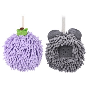 REGALWOVEN 2 Pcs Comfortable Soft Absorbent Chenille Ball Fuzzy Hand Towels - 1 of 4