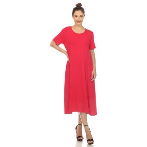 White Mark Women's Short Sleeve Midi Dress - 1 of 4