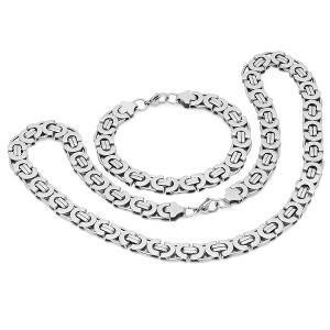 Steeltime 24" stainless steel mechanic style chain bracelet/necklace set - 1 of 4