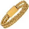 Steeltime Men's stainless steel double row wheat chain bracelet. Color Options: Silver, Gold - 2 of 4