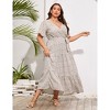 BLUEMING Summer Maxi Dress for Plus Size Women Tie Wasit Surplice Dress Flutter Sleeve A-Line Dress - 4 of 4