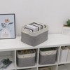 Aoibox Set of 3 Large Collapsible Fabric Storage Baskets for Shelves Decorative Canvas Organizer Bins White Grey - 2 of 4