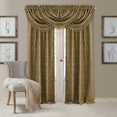 Antonia Sill Length Tassel Damask Waterfall Valance