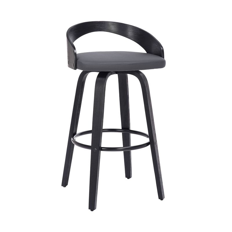 26&#34; Sonia Swivel Faux Leather Wood Counter Height Barstool Black - Armen Living, 3 of 12