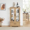 Okak Vintage Display Cabinet, Storage Cabinet with 2 Doors and 1 Drawers, Freestanding Cabinet for Living Room, Bedroom and Office, Oak - 4 of 4