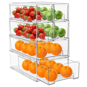 Sorbus 2 Medium & 4 Small Clear Stackable Pull-Out Refrigerator Drawers with Handles - for Kitchen, Freezer, Fridge, & More - 1 of 4