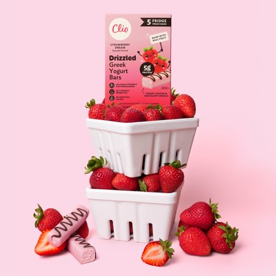 Clio Snacks Drizzled Strawberry Dream Greek Yogurt Bars - 5.65oz/5ct