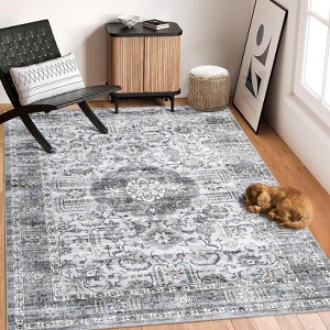 5x7 Area Rug Vintage Floor Cover Foldable Thin Living Room Bedroom Non-Shedding & Easy Care Mat - 1 of 4