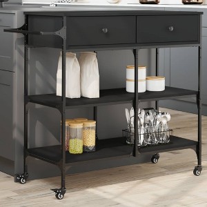 vidaXL Kitchen Trolley Black 41.3 in.x16.5 in.x37.4 in. Engineered Wood - 1 of 4