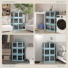 FONTOI 3PCS Stackable Storage Bins with Lids, Collapsible Multi-functional Storage Cabinet with Wheels, Blue, 16.5"*13.5"*23.5" - 4 of 4
