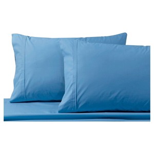 Cotton Percale Solid Pillowcase Pair (King) Sky Blue 300 Thread Count - Tribeca Living , Size: King Pillowcases, Blue Blue