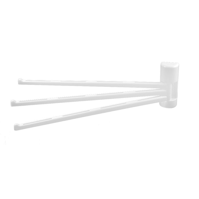Unique Bargains Kitchen Bathroom Plastic 3-Bar Rotation Towel Rack Hooks and Hangers White 1 Pc, 1 of 8