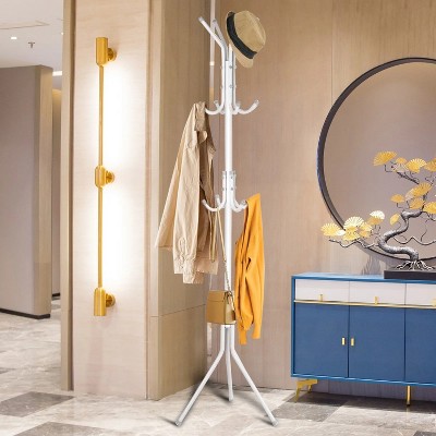 LunaLulinlk 5.7ft Coat Rack Stand Clothes Tree Floor Hats Hanger Holder with 12 Hooks Sturdy Freestanding Multi Hooks Hanging Clothes, White
