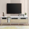 MAYEERTY Modern TV with 3 Drawers and Open Shelves, Medis Console Table for TVs up to 80", Entertainment Center forr Living Room - 4 of 4