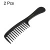 Unique Bargains Hairstyle Wide Coarse Tooth Plastic Curly Handgrip Hair Combs Black 2 Pcs - 2 of 3