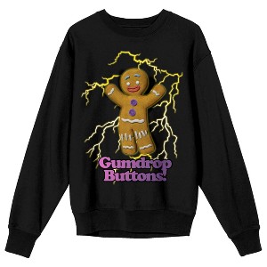 Shrek Gumdrop Buttons Crew Neck Long Sleeve Black Adult Sweatshirt - 1 of 3