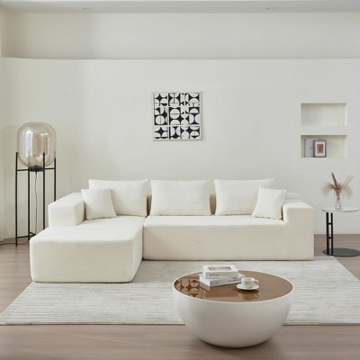 Sponge Sectional Sofa Couch for Living Room, L Shaped Modern Lamb Modular High Density Sponge Floor Sofa