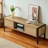 54.33" Rattan TV Stand with Sliding Doors, Adjustable Shelf, Metal Legs, Storage Cabinets, Modern TV Console for Living Room or Office - 3 of 4