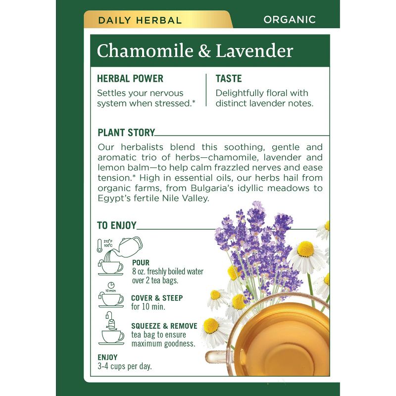 Traditional Medicinals Organic Chamomile with Lavender Herbal Tea - 16ct, 3 of 11