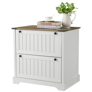 Two Drawer Filing Cabinets, Decorative Farmhouse File Cabinet with Letter/A4/Legal Files, Printer Stand - 1 of 4